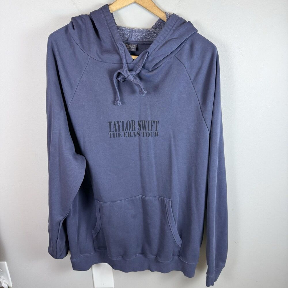 Taylor Swift The Eras Tour Hoodie Women L 2023-2024 Official Blue Gray Pullover